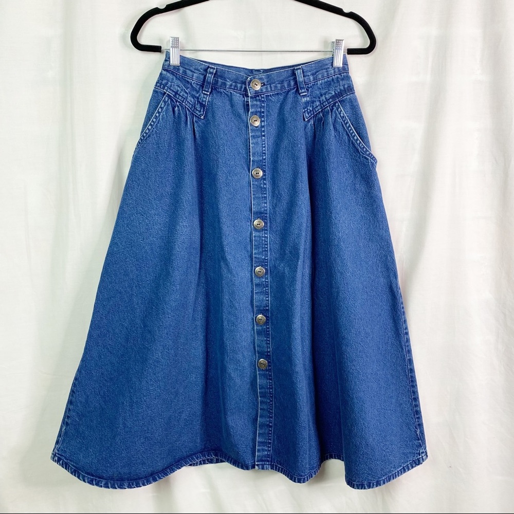 Vintage 90’s Denim Southwest Button Front Skirt Sm